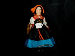 7'' ITALIAN LORETO MARCHE GIRL INTNL  DOLL, FLOCK FACE, JUG